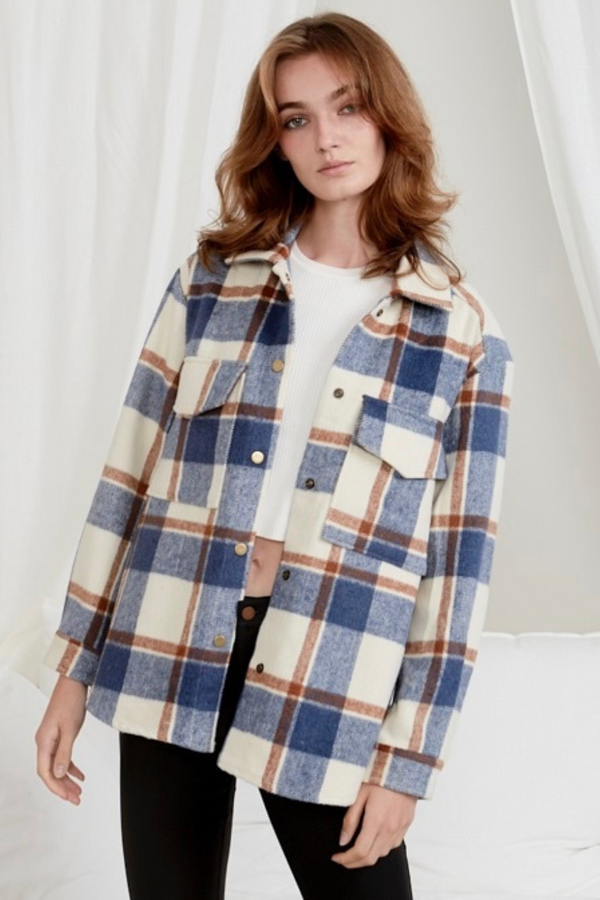 Briar Shacket - Blue/Tan