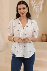 Palm Paradise Blouse - white