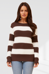 Hallie knit - chocolate/ White
