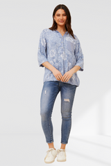 floral sequin shirt - denim