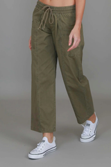 Marcia Straight Leg Utility Jogger – Khaki Cotton Twill By 3rdStory
