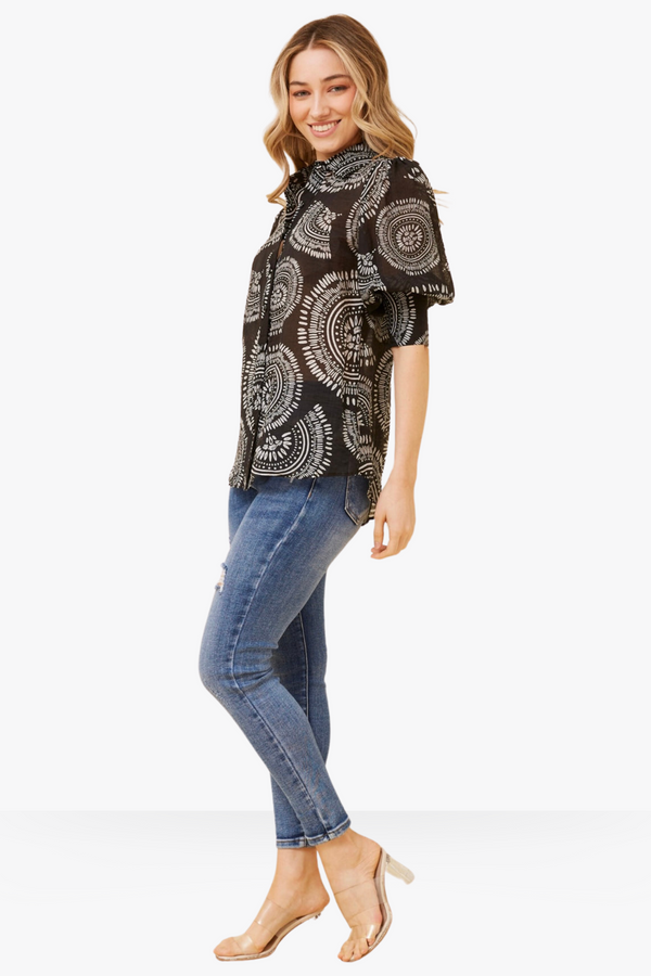 Abstract Wide Cuff Shirt