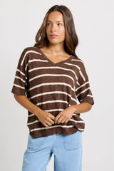 Aries V-Neck Knit Top - Chocolate