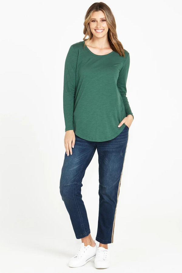 Megan Long Sleeve Top - Dark Green