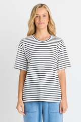 Relax Boxy Tee - Black/White Stripe