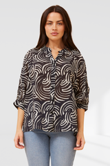 Rachael shirt - Black Abstract