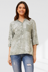 floral sequin shirt - Sage