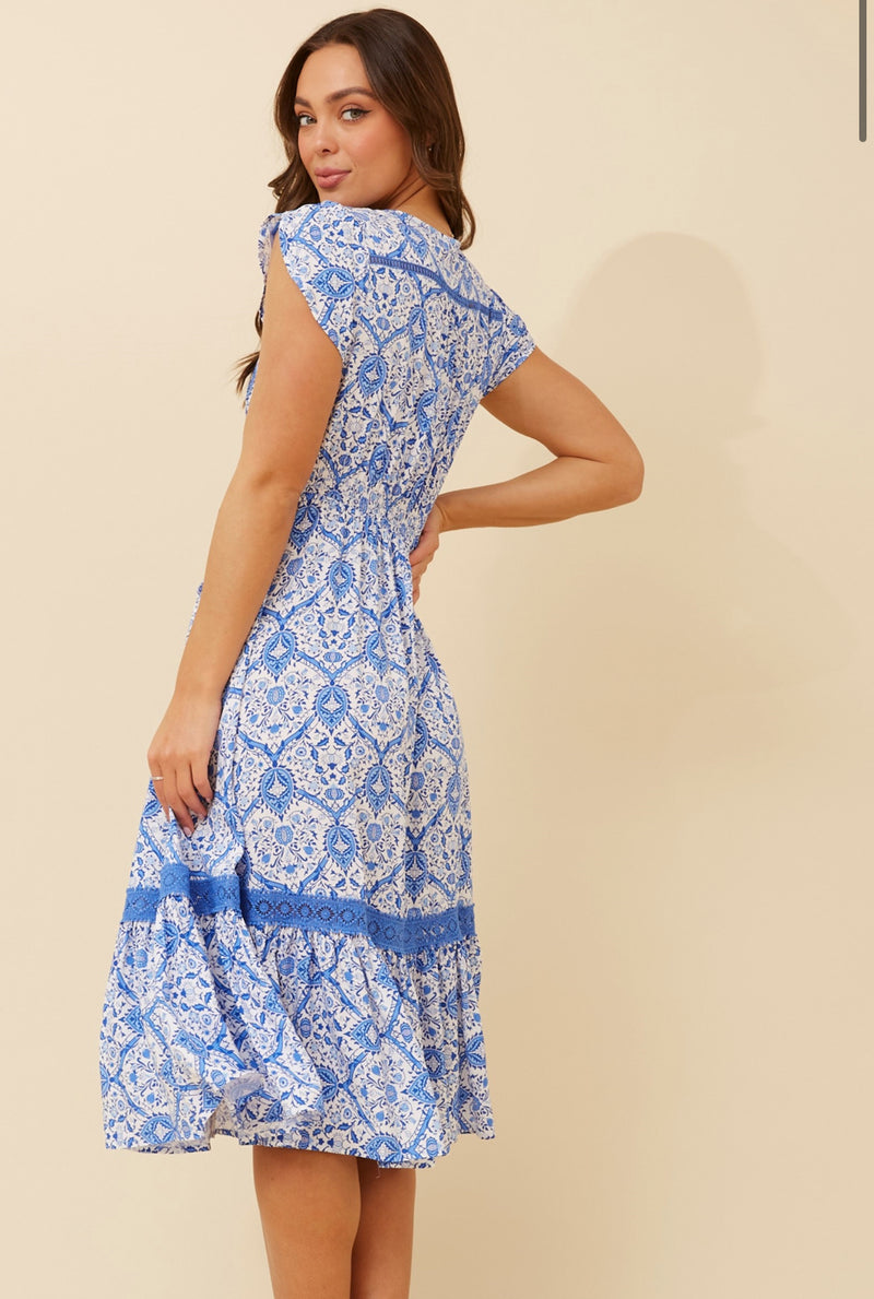 Mylos Dress - Multi Blue