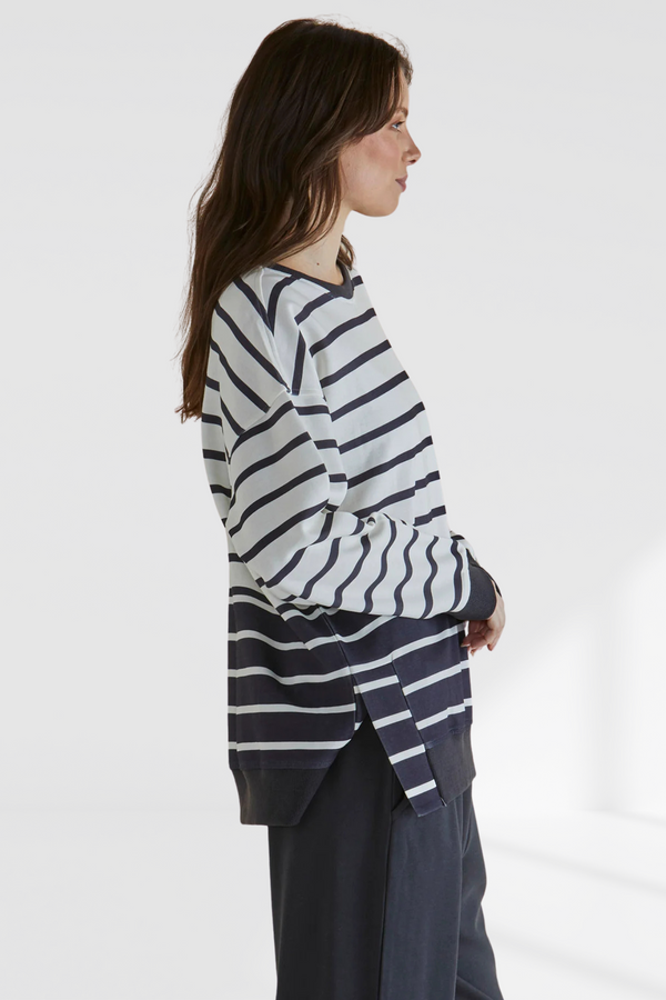 Easy Crew Sweat - Black/White Stripe