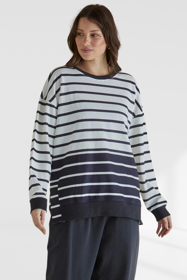 Easy Crew Sweat - Black/White Stripe