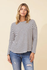 Sabrina top - navy / white