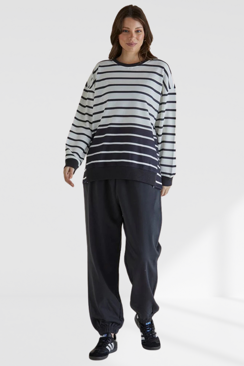 Easy Crew Sweat - Black/White Stripe