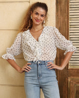 Esme shirt - white / black dot