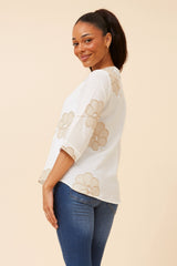 Sofia embroidery top - white