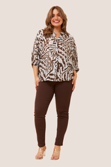 Rachael shirt - chocolate animal print