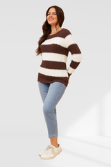 Hallie knit - chocolate/ White
