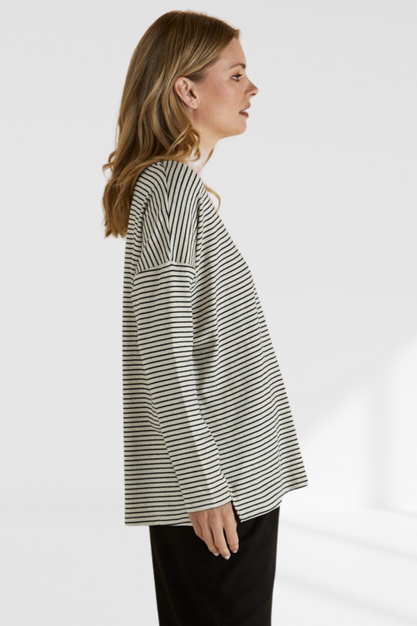 Brixley Long Sleeve Top - Black Stripe | Betty Basics