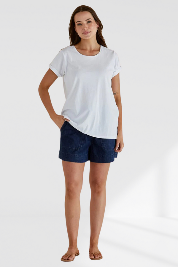 Caia Crew Tee - White | Betty Basics