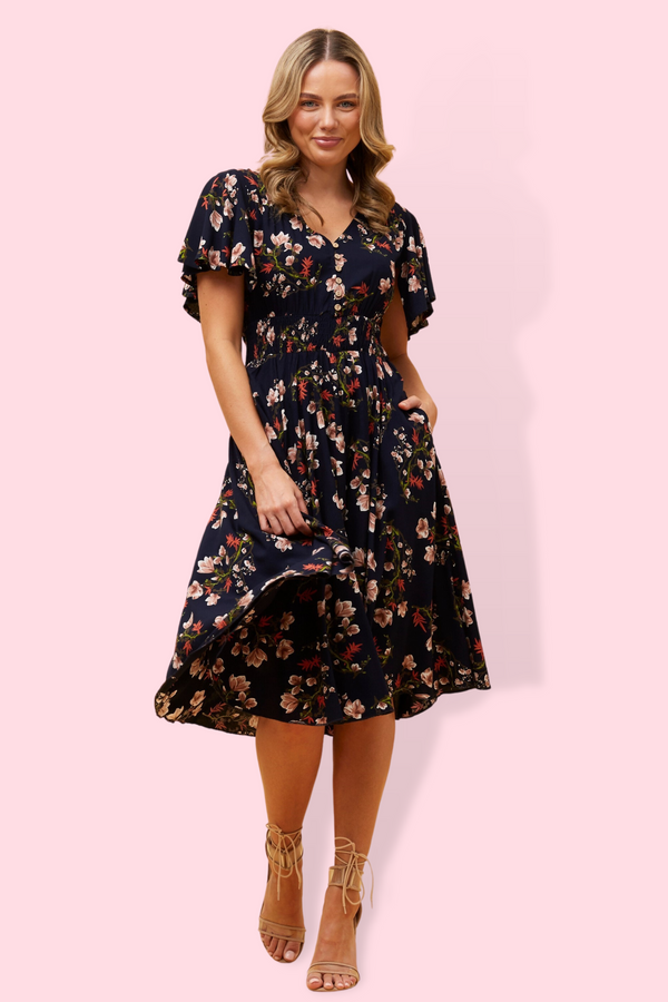 Primrose dress - navy multi