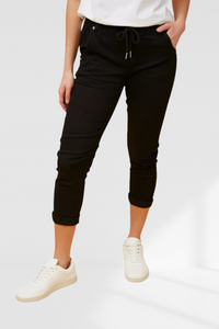 Siena Front Tie Jogger - Black