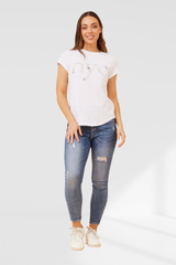 NYC Beaded Tee - white