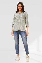 floral sequin shirt - Sage