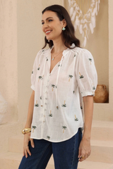 Palm Paradise Blouse - white