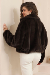 Kimberly fur jacket - chocolate