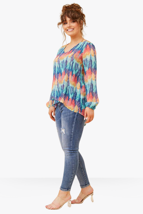 Amber Top Leaf Print