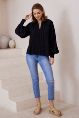 Citra Balloon Sleeve Top - Black