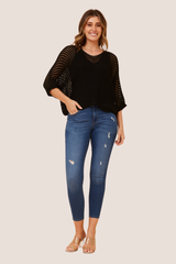 Belinda crochet knit pullover - Black