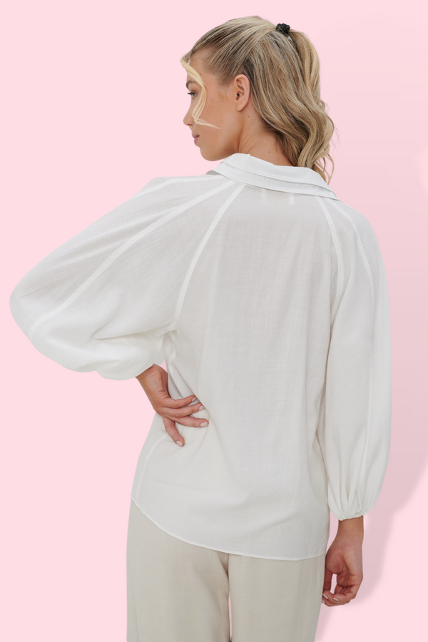 Sally  Collar Shirt - White