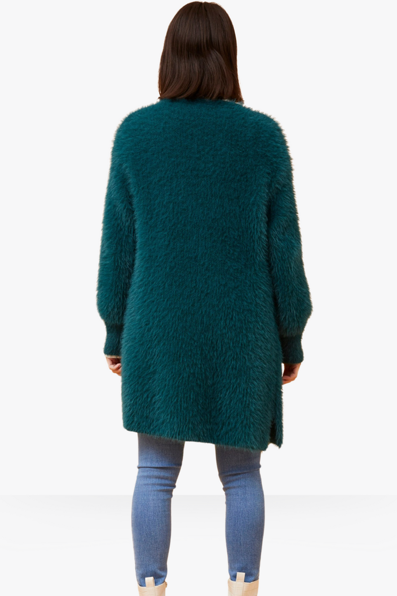 Casey eyelash knit cardi - Teal
