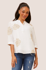 Sofia embroidery top - white