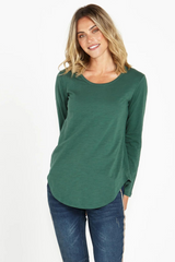 Megan Long Sleeve Top - Dark Green