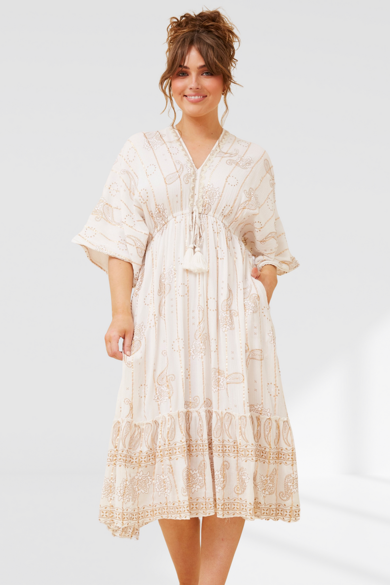 Paisley Boho Midi Dress