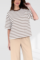 Oversize Stripe Tee - Mocha