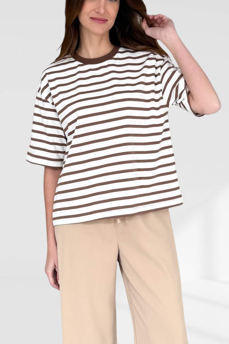 Oversize Stripe Tee - Mocha