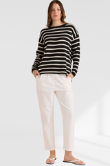 Betty Basics Bradford Knit Top - Cream/Black