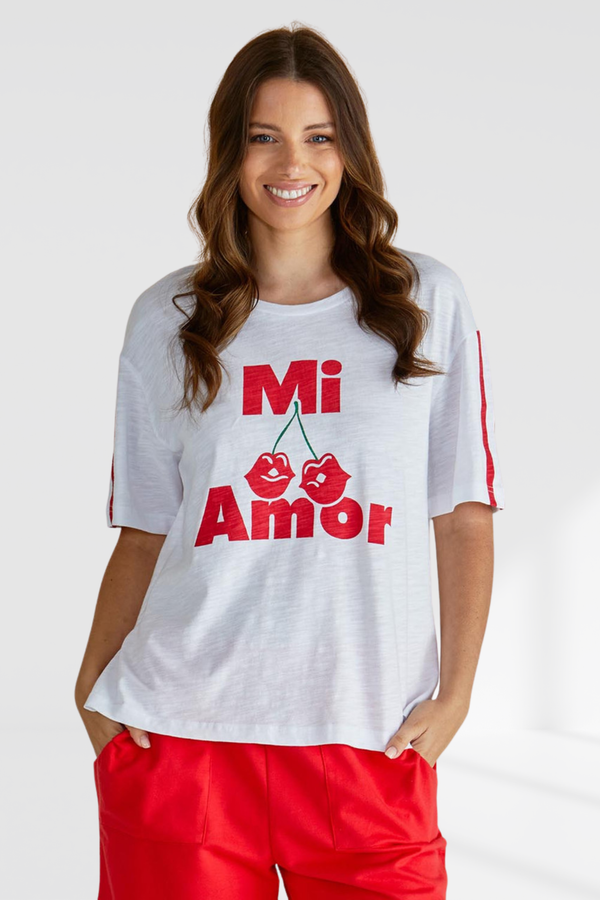 Betty Basics Relax Boxy Tee - Cherry Print