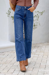Sarah Straight Leg Jean - Mid Blue