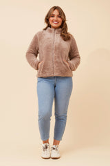 Jade fluffy jacket - Clay