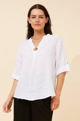 Zoya linen top - white