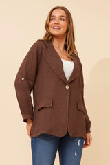 Penny linen jacket- Chocolate