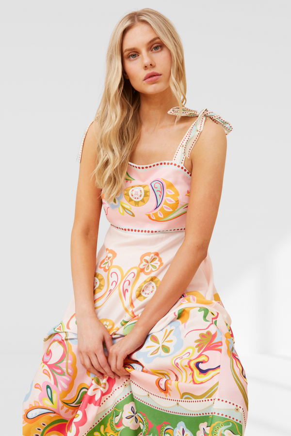 Javan Wanderlust Midi Dress - Pink Multi