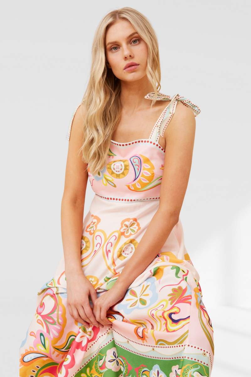 Javan Wanderlust Midi Dress - Pink Multi