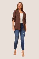 Penny linen jacket- Chocolate