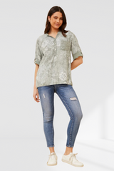 floral sequin shirt - Sage