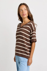Aries V-Neck Knit Top - Chocolate