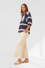 Border print top - Navy